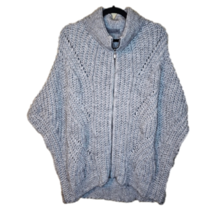 ELSAMANDA Made in Italy Crochet Zip up Poncho sweater One Size